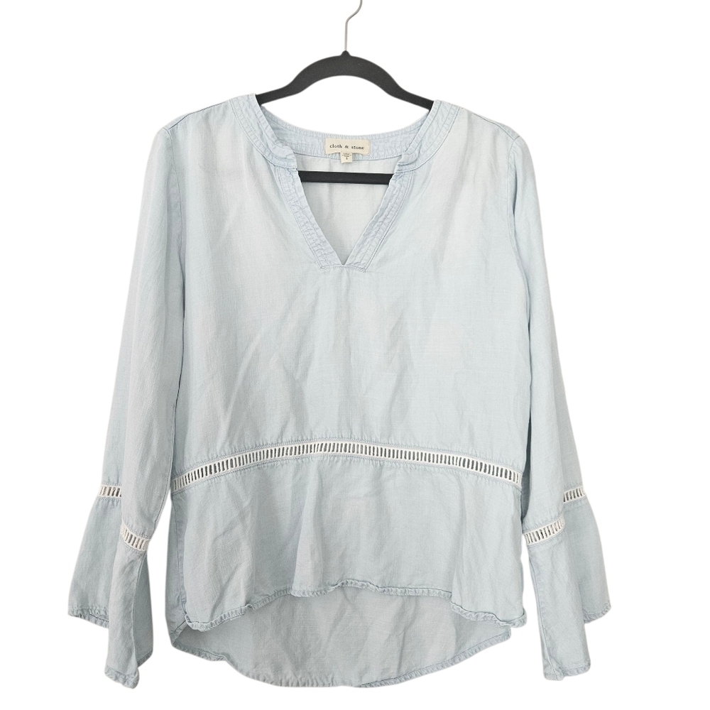 Cloth and Stone Antropologie Light Denim Blouse Size S